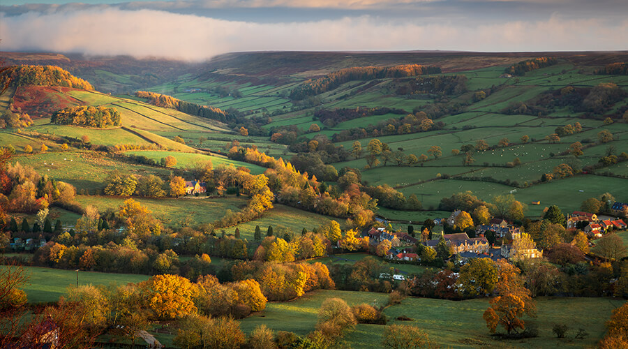 A photograph showing the british countryside