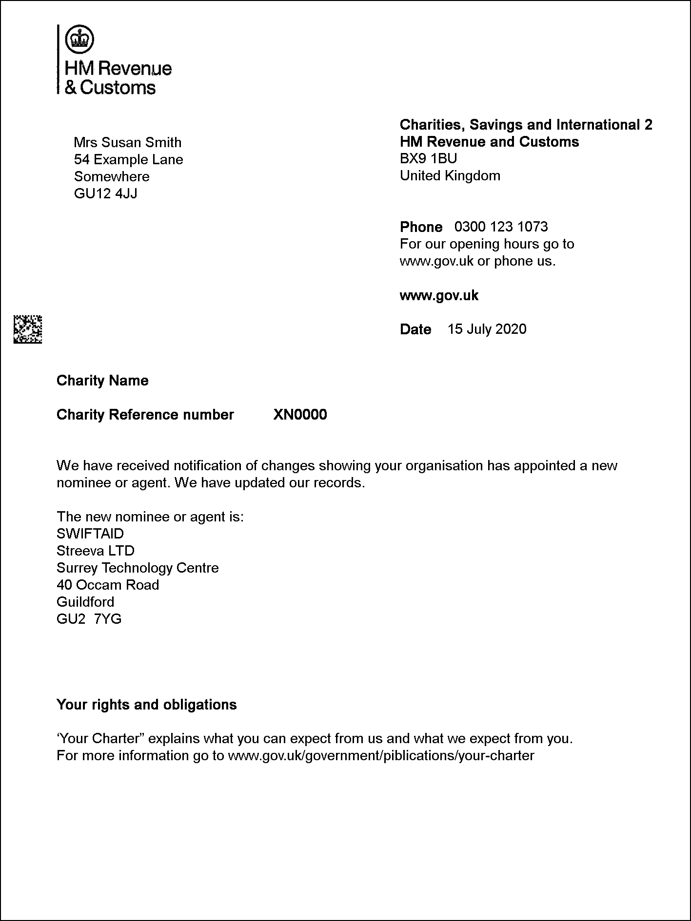 letter of assignment hmrc